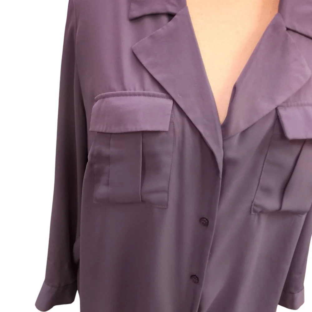 INC International Concepts Blue 3/4 Sleeve Tie Front Blouse - Picture 2 of 7